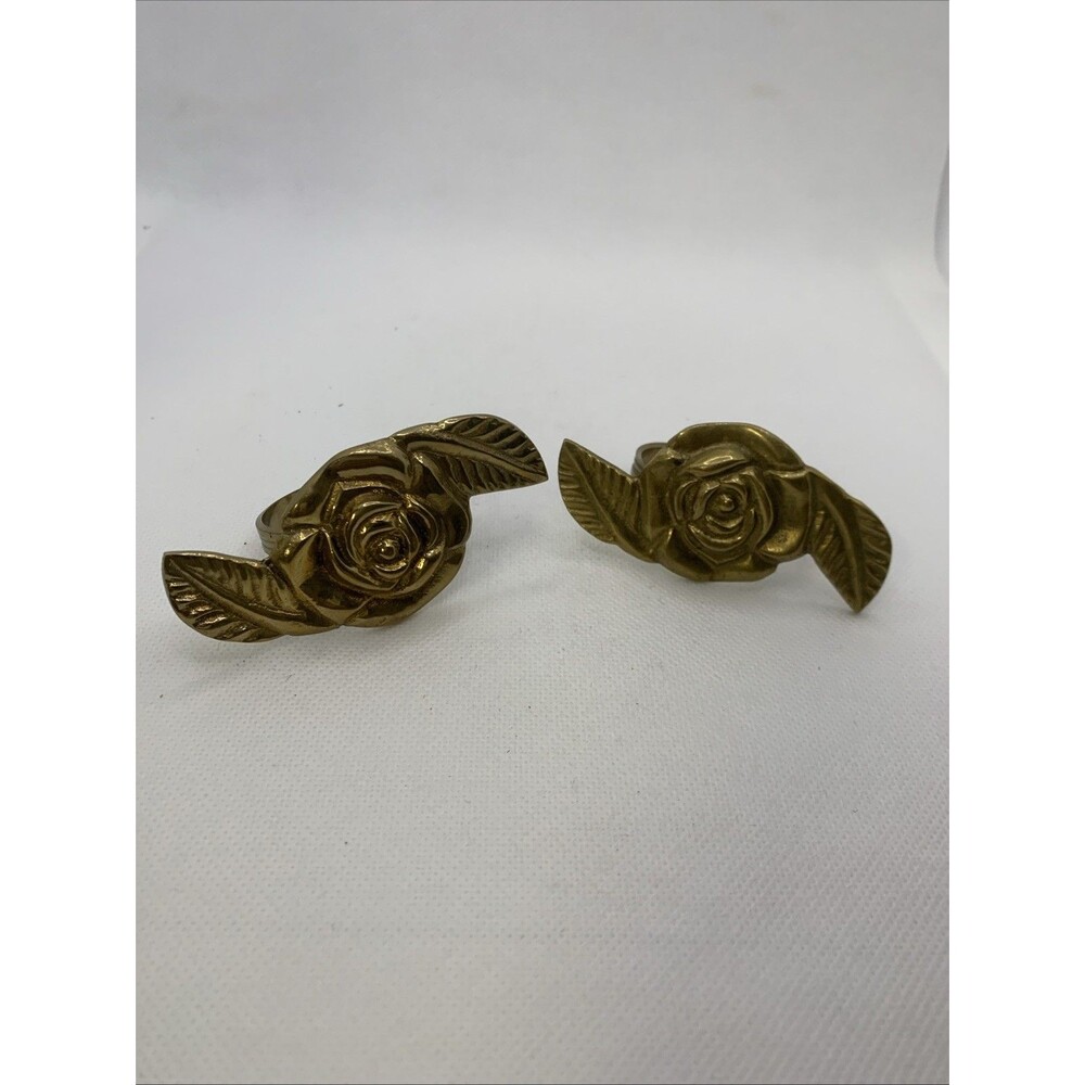 Brass Rose Napkin Rings ~ Set of 2